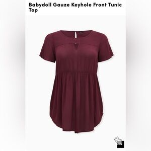 Torrid Babydoll Gauze Keyhole Front Tunic Top